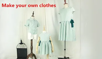 

Green striped parent-child suit Semi-finished pieces do their own hand-made clothes homemade clothes DIY kit