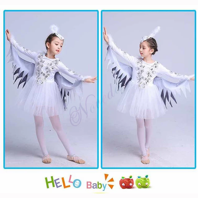 Kids Bird Costume Girls White Ballet Dance Dress Animal Cosplay Halloween  Birds Fairy Wings Stage Performance Clothing - AliExpress