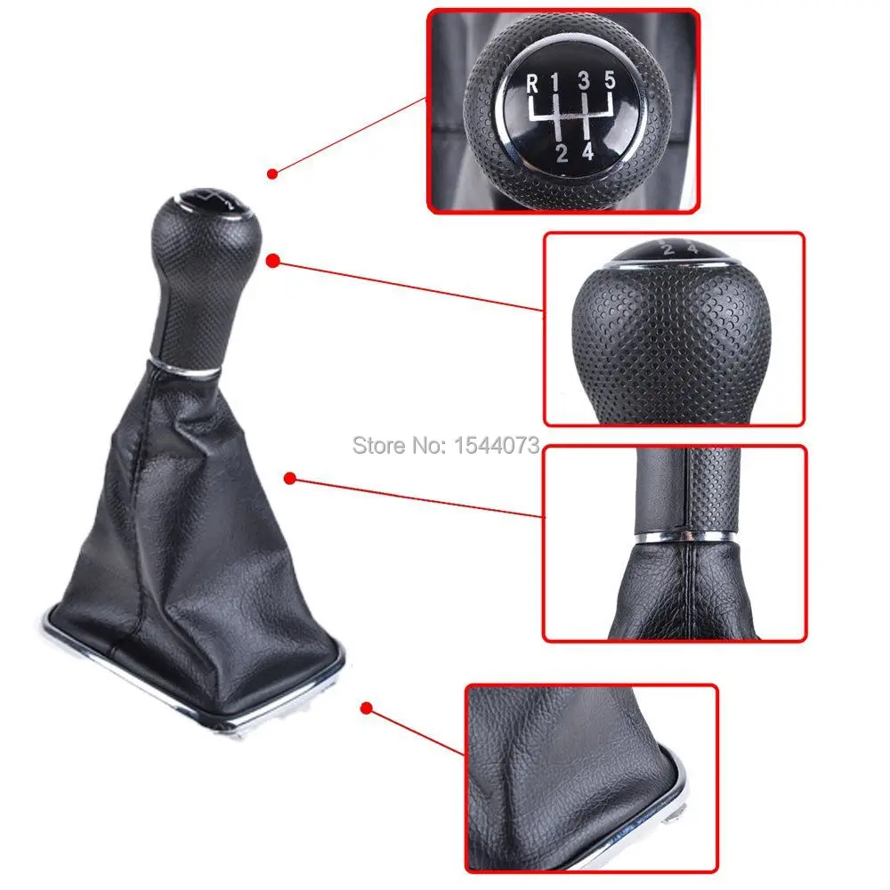 2018 Car Gear Shift Knob Black Cap 5 Speed With Chrome Frame For VW