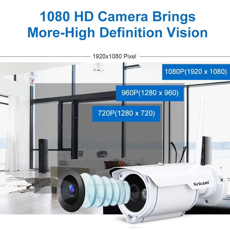 Sricam SP007 HD 1080P IP камера WIFI 2 4 P2P Onvif Водонепроницаемая открытая Беспроводная ip для