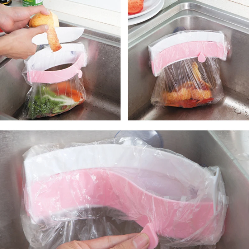 Trash Bag Fitted Rack Shelf Hanging Plastic Kitchen Sink Rubbish