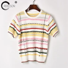 ORDEESON Футболка Летний Топ Футболка женские рубашки женские летние топы Графические футболки женские полосатые с длинным рукавом желтые