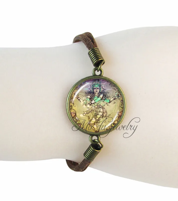 Lord Shiva charm bracelet indian god photo suede leather bracelets