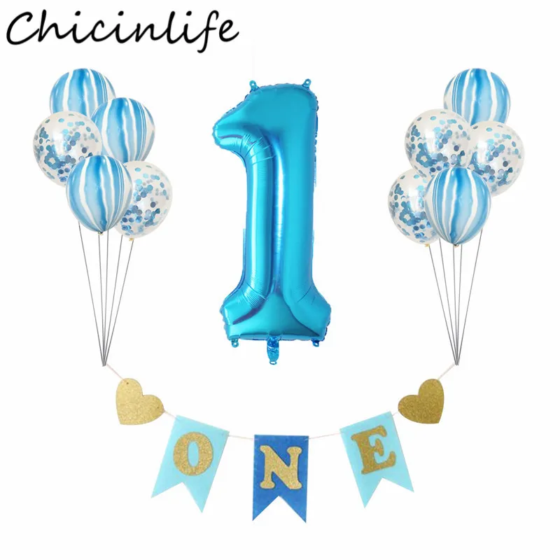 Chicinlife первый день рождения Декор мальчик девочка 1st День рождения баннер Воздушные шары Дети Baby Shower юбилей пол раскрыть поставки Вечерние