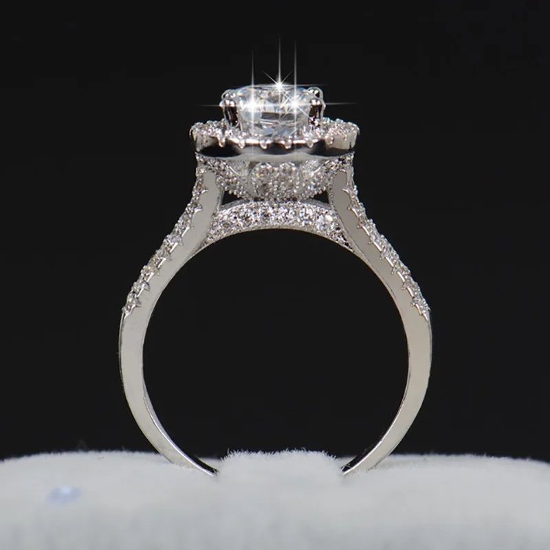 

Silvery Alloy Ring Set Princess Cut Engagement Wedding Bridal Women Wish European And American Simulation Ring Women Wed