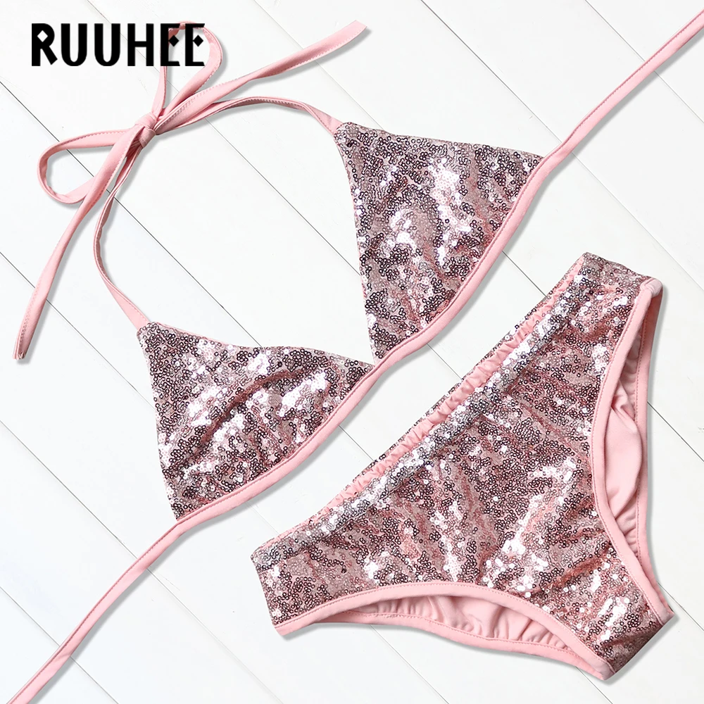 RUUHEE 2017 New Design Bikinis Women Set Sequins Bathing Suits Push Up