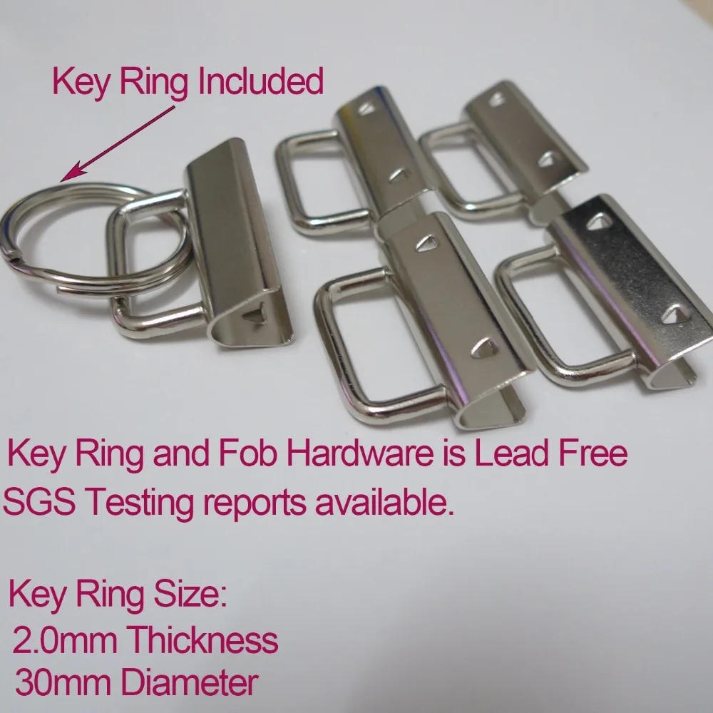 100 Sets 1'' 25mm Wristlet Key Fob Chain Hardware DIY sets with Key