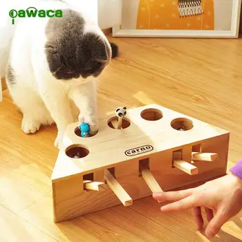 

Wood Cat Hit Gophers toys Interactive Catch Mouse Game Machine Tease Cat Toys Whack-a-mouse Cat Teaser Toys