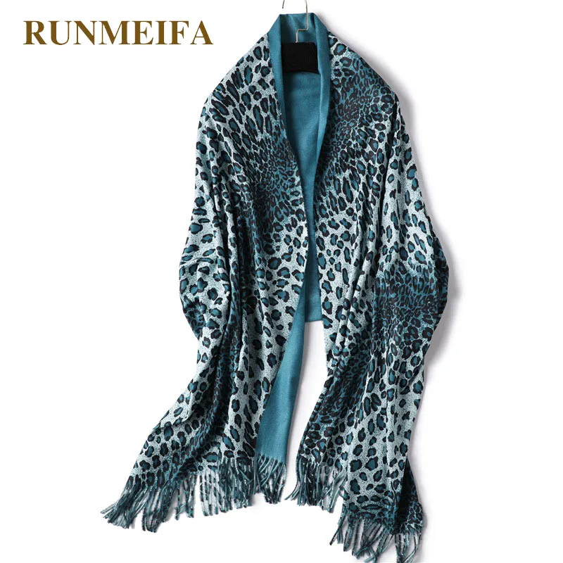 

RUNMEIFA New Design Leopard Print Simulated Cashmere Scarf For Women Shawls Foulard Femme Elegant Echarpe Mujer Grace Bufanda