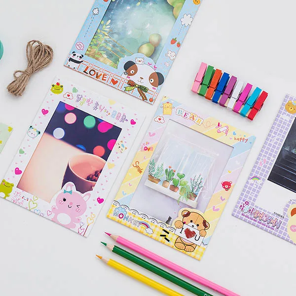 Hot Sale 9pcs 6inch Cartoon Picture Frame Baby Handprint Paper Photo