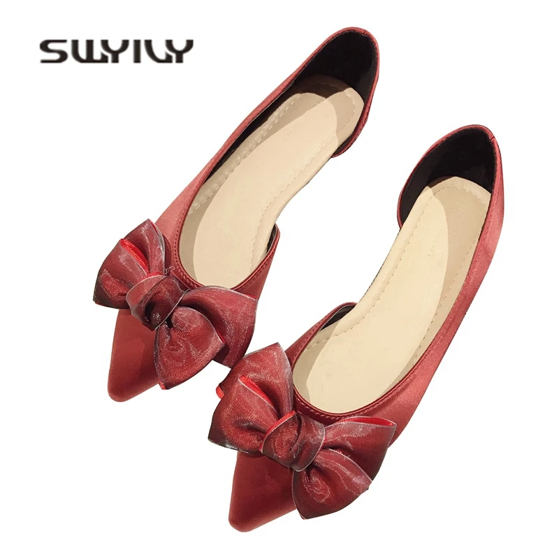 red pointed toe flats