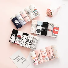 SP& CITY 5 шт./компл. с милыми рисунками животных Для женщин трусики Мягкий хлопок нижнее белье, бесшовное нижнее белье, трусы для девочек, гигиенические трусы, сексуальное нижнее белье