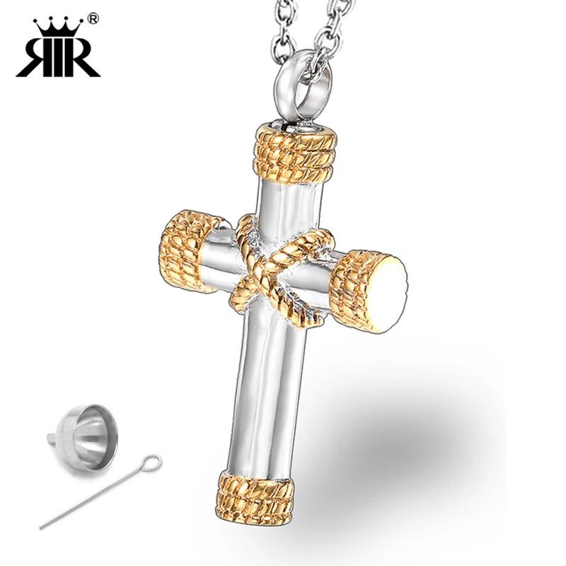 

RIR Openable Cross Urn Pendant Necklace Ashes Urn Necklace Memorial Pendant Stainless Steel Waterproof Impressive Jewelry