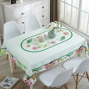 

Non-slip waterproof and oil proof Printed Flora Tablecloth Embroidery Table Cover for Wedding Christmas Party Home Decoration
