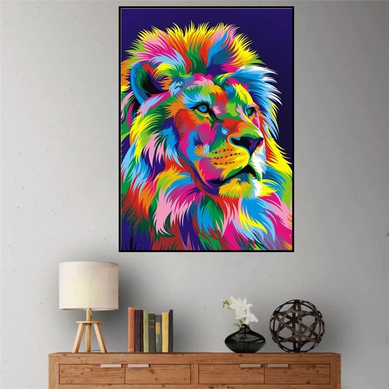 

5D DIY Diamond Flower Animal lion Arrangement Flower Vase Cross Stitch Diamond Embroidery Mosaic Diamond Home Decor A1