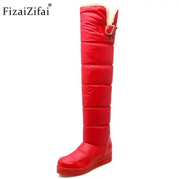 

Coolcept Size 34-43 Ladis Thick Fur Over Knee Long Snow Boots Women Thick Platform Slip On Shoes Women Warm Plush Winter Botas