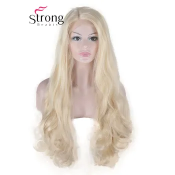 

StrongBeauty Long Wavy Lace Front Wig Half Hand Tied Heat Resistant Synthetic Hair Wigs for Women COLOUR CHOICES