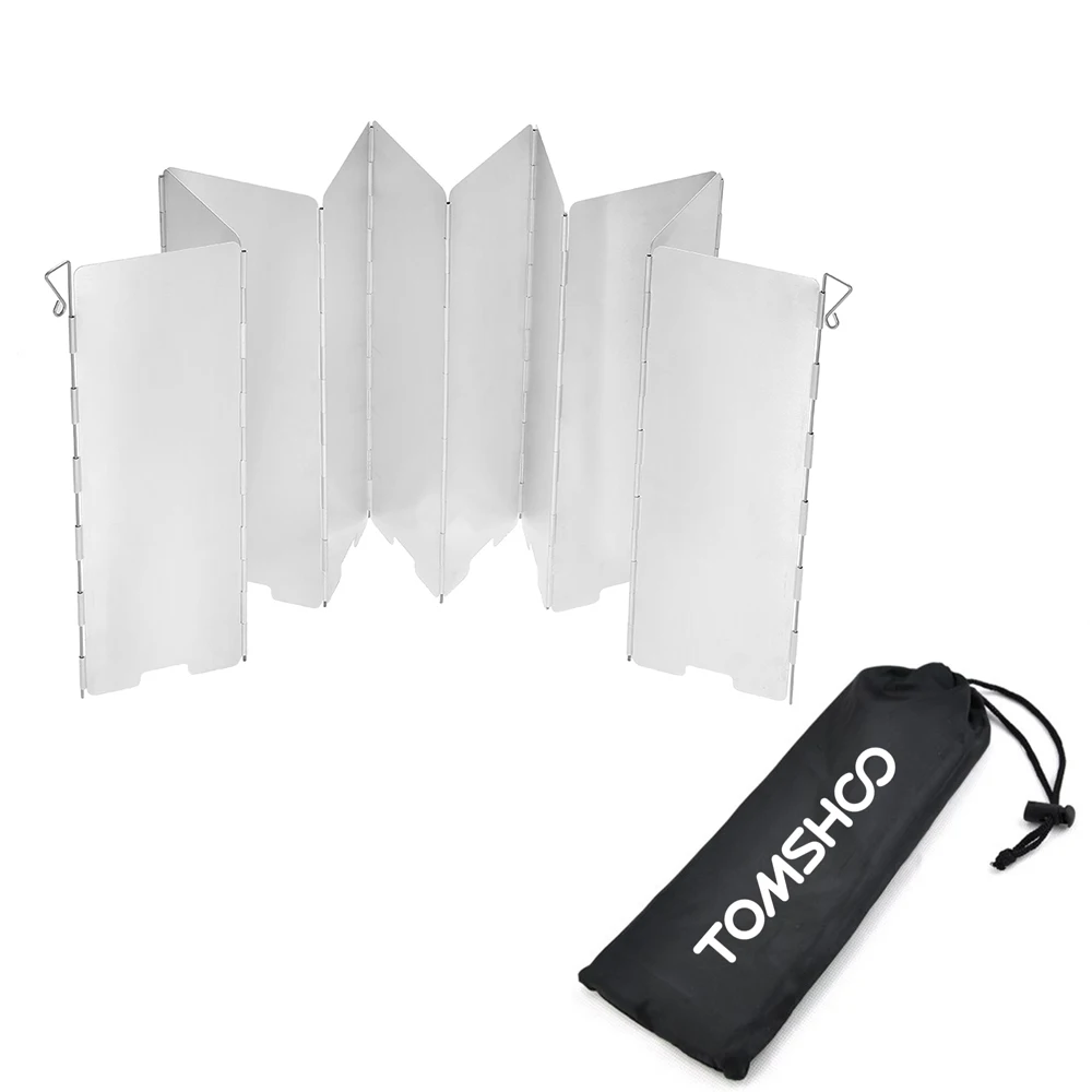 

TOMSHOO Outdoor Camping Stoves 10 Plates Foldable Cooker Gas Stove Wind Shield Screens Aluminum Windshield