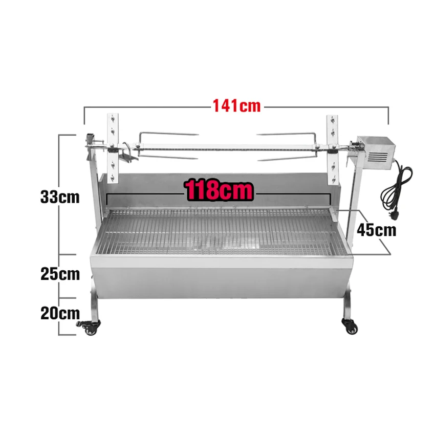 Уличный барбекю-гриль из нержавеющей стали, полностью автоматический Электрический гриль для барбекю, жареная печь с древесным углем ягненка 118 см 220 В/110 В