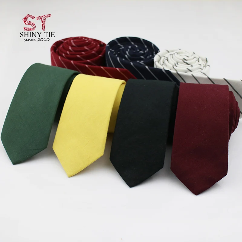

Narrow Cotton Solid Tie Slim 6CM Gravata Striped Ties For Men Business Gentlemen Candy Color Homme Wedding Party Gifts For Men