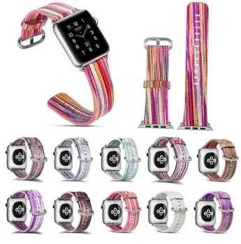 

Colorful Rainbow Leather Band for Apple Watch Series 4 3 2 1 Bracelet Genuine Leather Strap for iWatch Belt 38mm 42mm 40mm 44mm