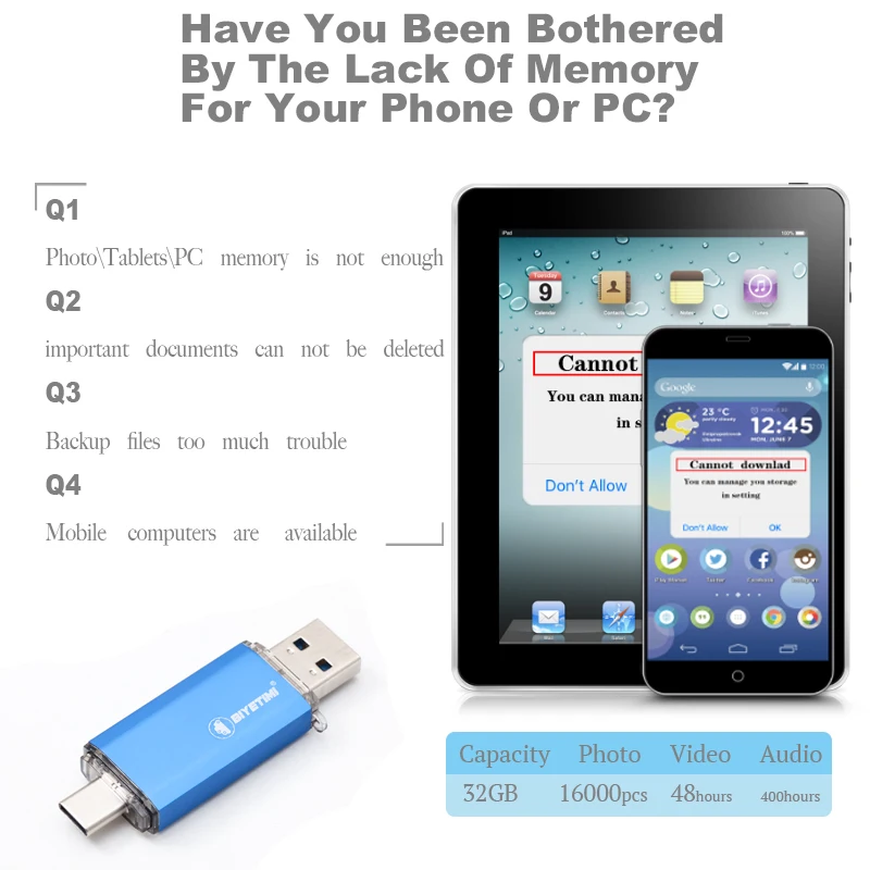 Biyetimi Тип C 3 0 Usb флеш накопитель 64Гб флэш 16 Гб Флеш 32 TF карта с фактическим объемом