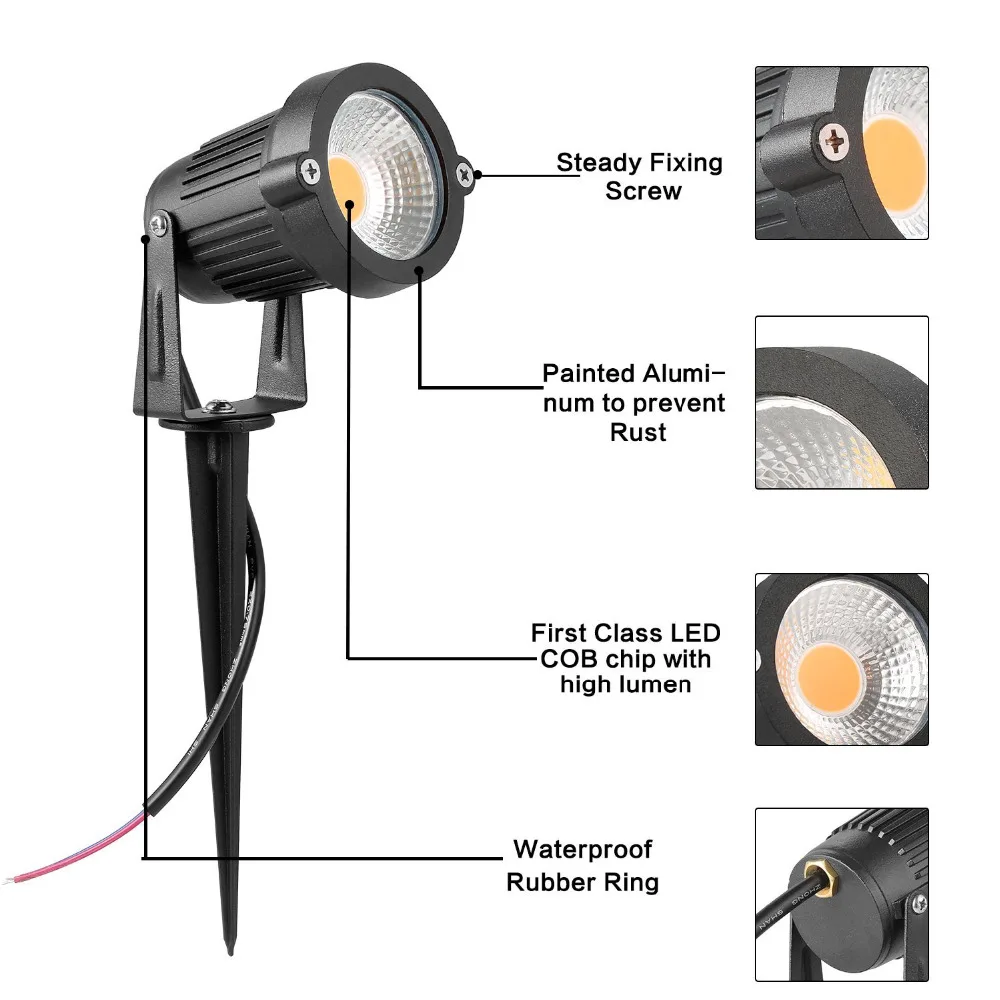 Светодиодный ландшафтный светильник COB светодиодный садовый светильник низкого напряжения Наружное освещение 5 Вт 12 в водонепроницаемый для садового пути газон настил