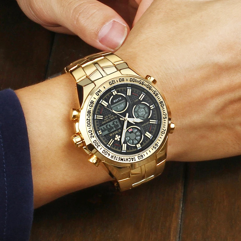 Mens Watches Top Brand Luxury Quartz Analog LED Digital Sports Watch Men Gold Military Wrist Watch