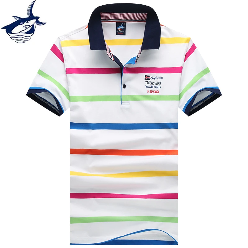 

TACE SHARK BRAND Striped T-SHIRT Men Short Sleeve Summer Tops 75