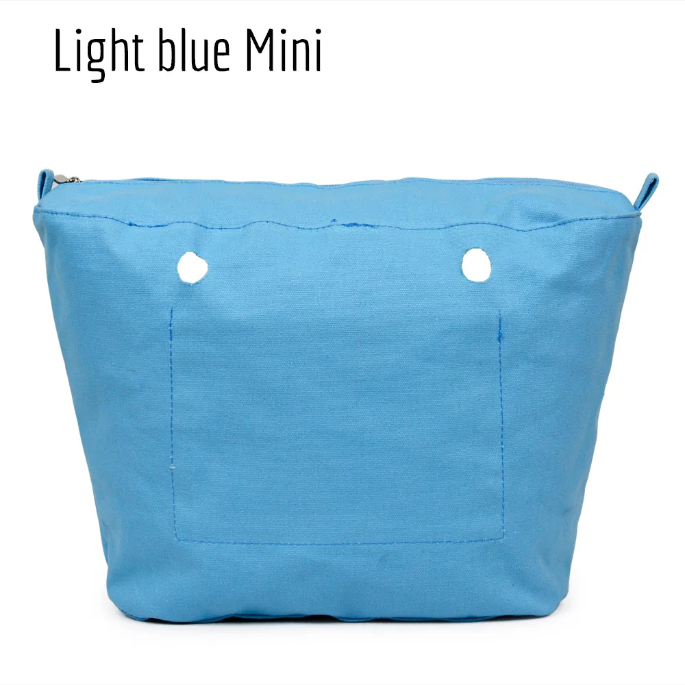 Внутренняя подкладка вставка карман на молнии для классического мини Obag холст вставка с внутренним водонепроницаемым покрытием для O сумки - Цвет: light blue mini