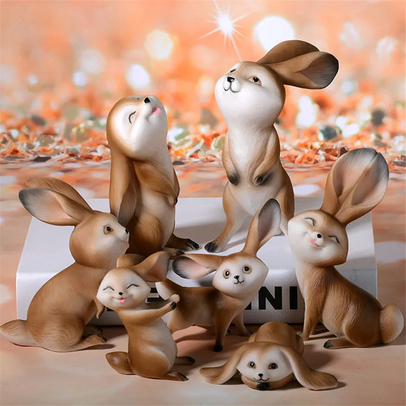 Дизайн мультфильм ребенок животное смолы ремесло украшения миниатюры мультфильм активировать милый кролик цветной рисунок стола украшения