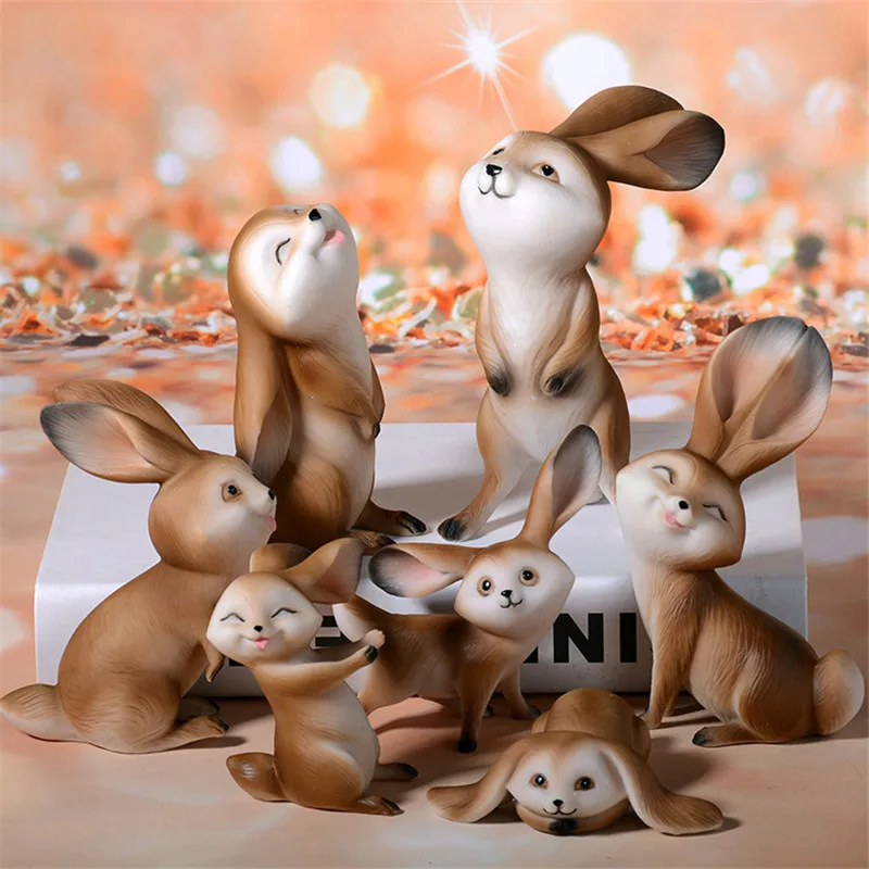 

New Design Cartoon Kid Animal Resin Craft Decoration Miniatures Cartoon Activate Cute Rabbit Colored Drawing Table Ornaments