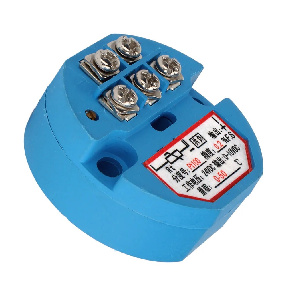 RTD PT100 Sensor Suhu Transmitter 0 50 Derajat Output 0 10 V Biru ...