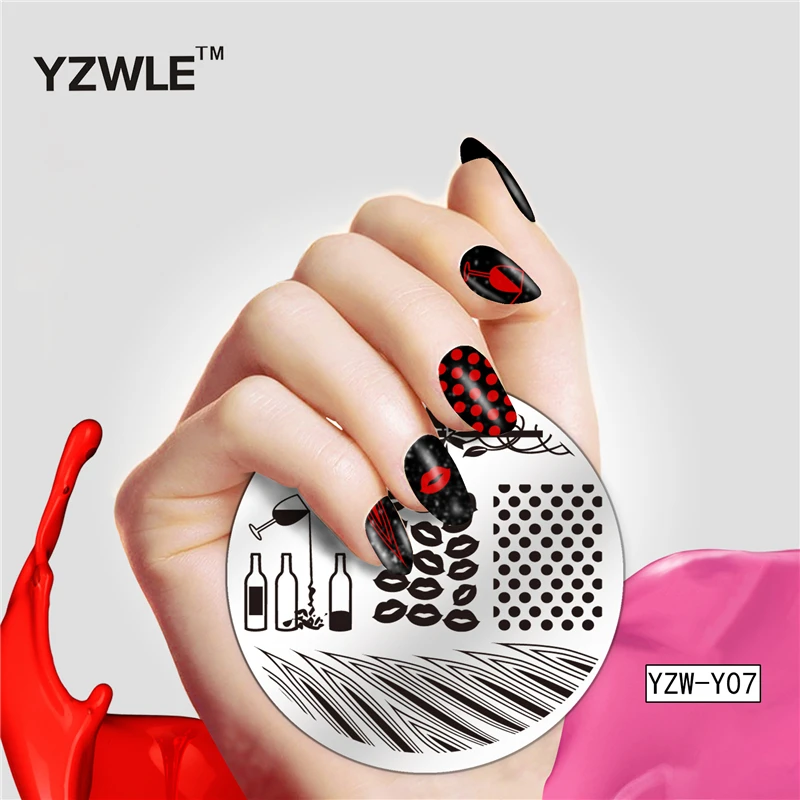 2019 أحدث مسمار ختم لوحات 20 أنماط للاختيار مسمار الفن جولة الفولاذ ختم قالب DIY البولندية قوالب