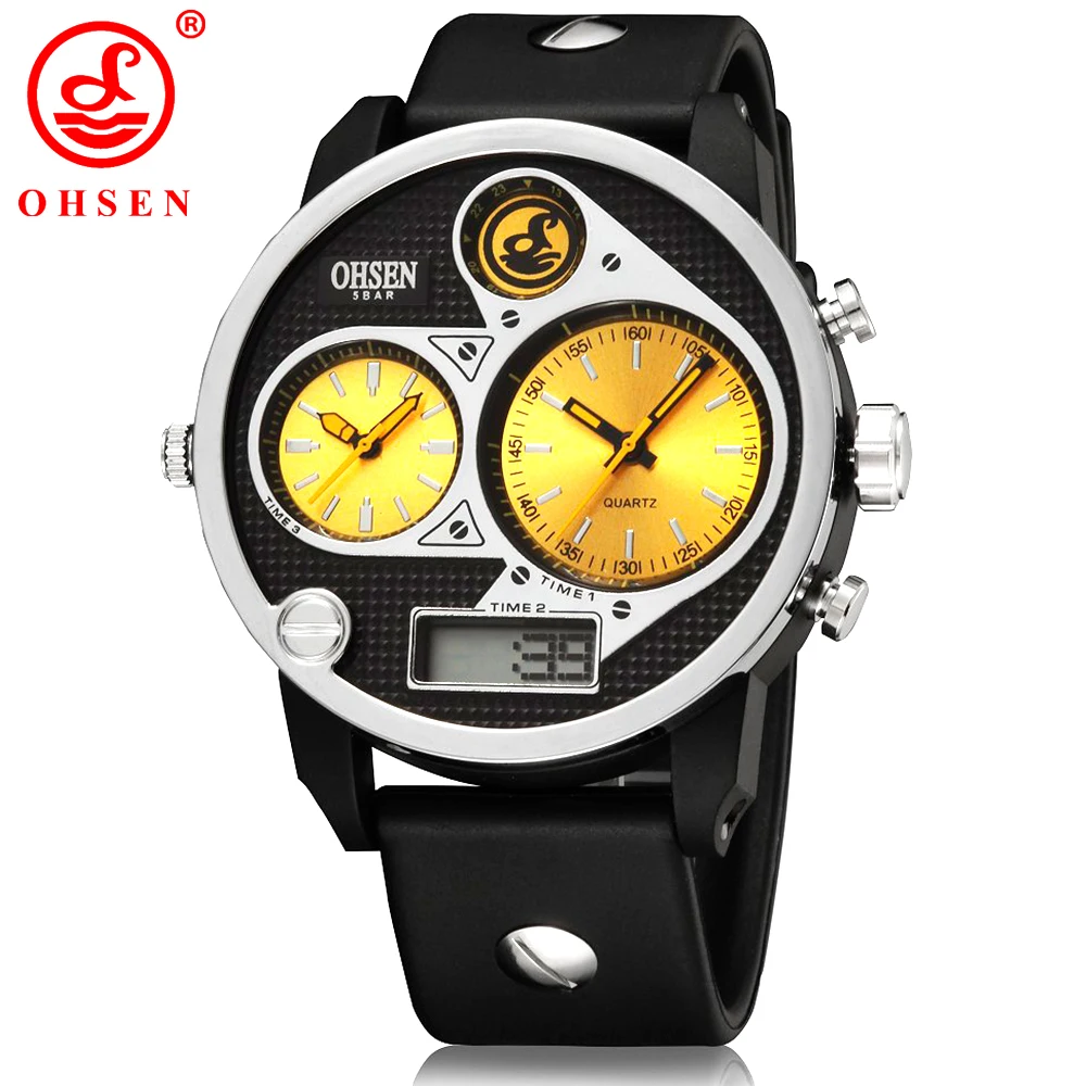 Men Sports Watches Waterproof Multiple Time Zone LED Quartz