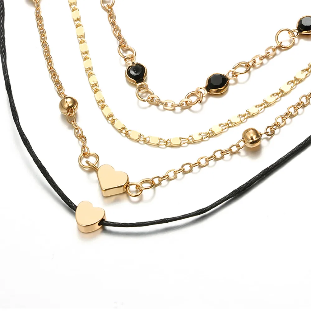 

Hot sale Geometric Simple Love Heart String Metal Chain Four Piece Bracelet In stock Dropshipping Screw Bracelet Pulseiras
