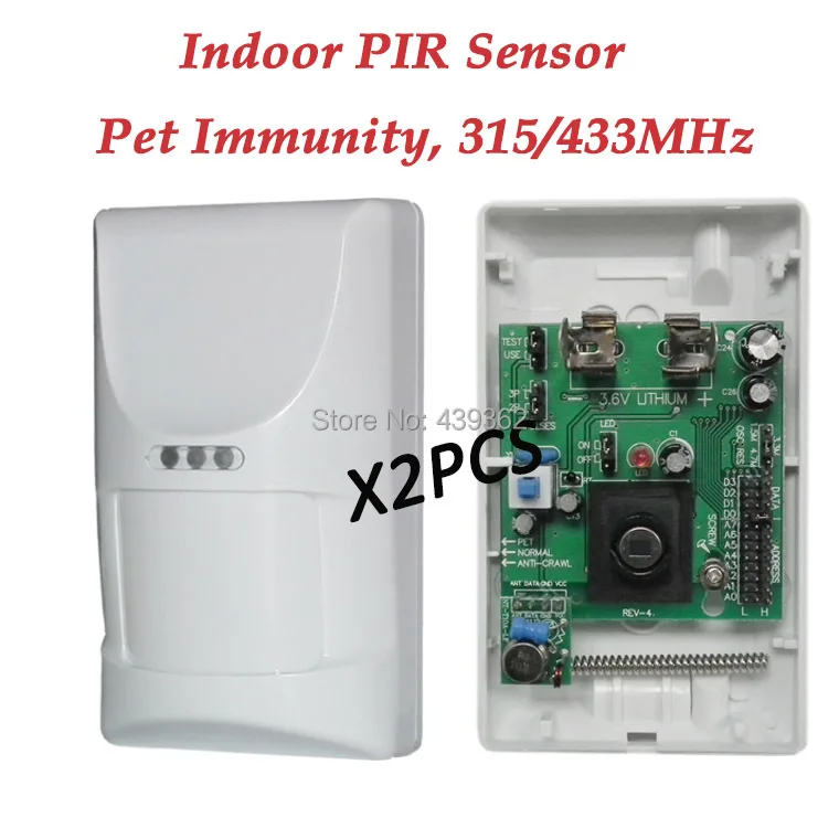 

Wireless PIR Sensor for PSTN GSM Home Intruder Alarm, 433MHz, Pet Immunity
