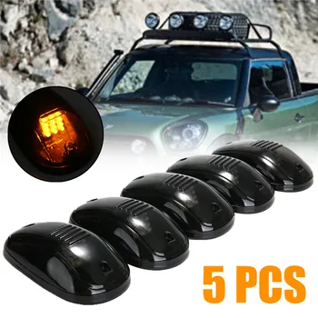 

Mayitr 5PCS LED Smoked Amber Cab Roof Top Marker Light Running LED Lamp for Truck SUV Pickup 4x4 Car External Lights