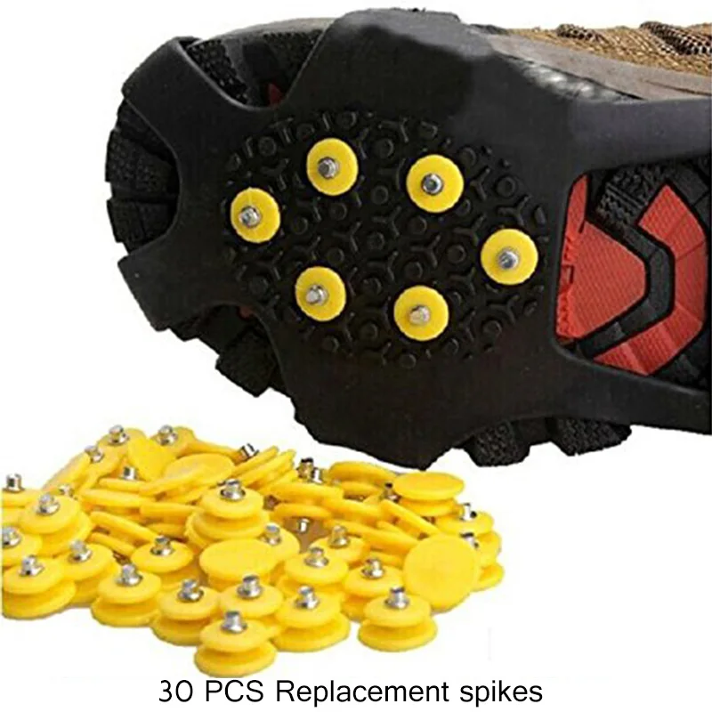 30pcs Nail Ice Traction Universal Slip on Stretch fit Snow Ice Climbing Spikes Snow Shoe Ice