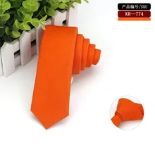 Skinny Linen Mens Neck Tie Wedding Groomsmen Orange Tie, Boyfriend Gift