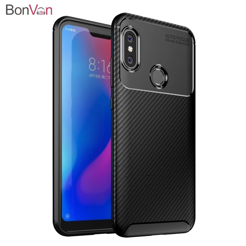 buy BONVAN For Xiaomi Redmi note 6 pro Case Silicone Carbon Fiber Cover For Xiaomi Redmi Note6 Pro Global version Shockproof Case