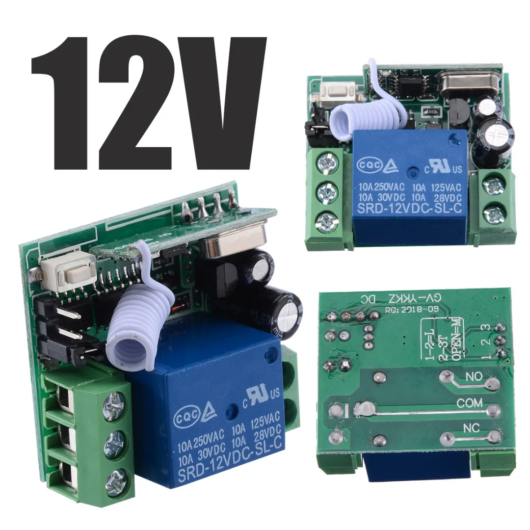 DIY Wireless Relay Remote Control Switch Receiver Transmitter Light Garage Door Opener Switches DC 12V