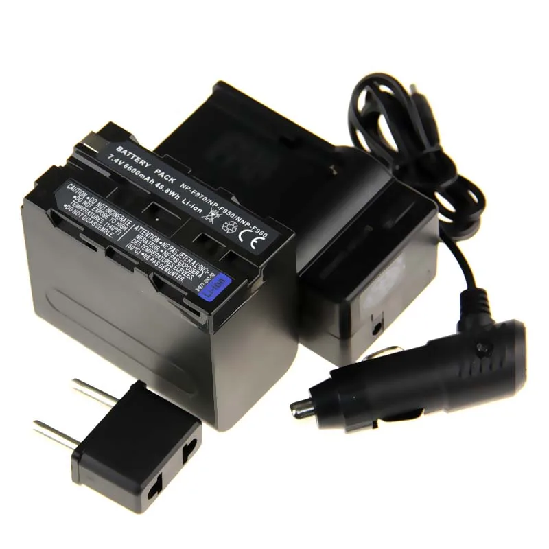 1Piece 6600mAh NP F970 NP F970 NPF970 Li ion Camera Battery + Charger