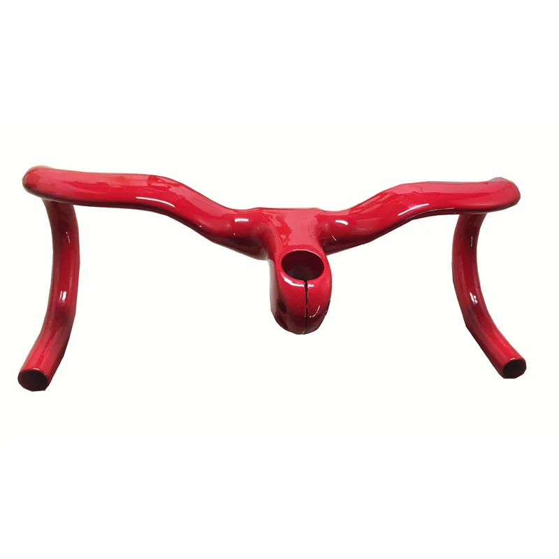 

New fast shipping carbon fiber handlebar overall road bike handlebar with carbon stem road handlebar red 400-440/80-120mm
