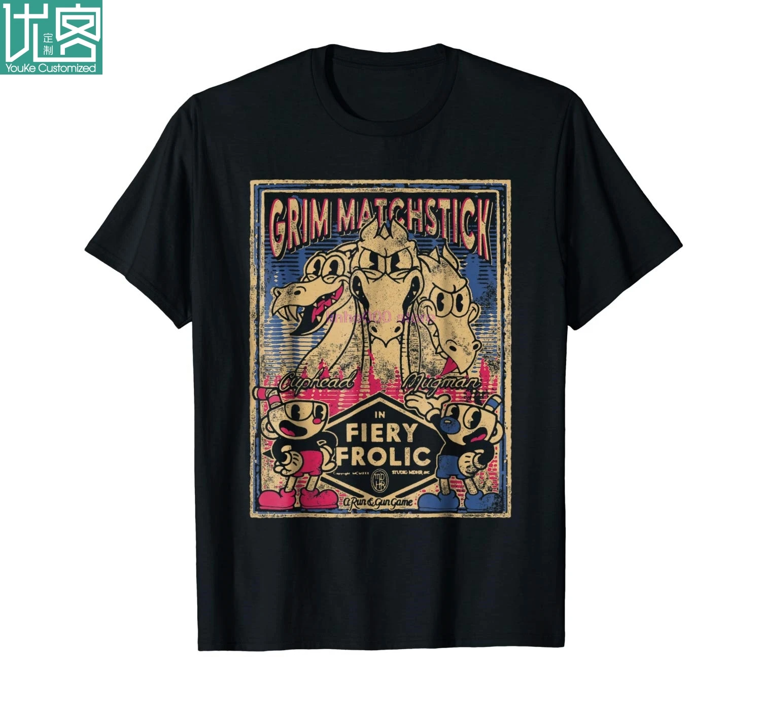 

brand men shirt Cuphead Grim Matchstick Fiery Frolic Graphic T Shirt