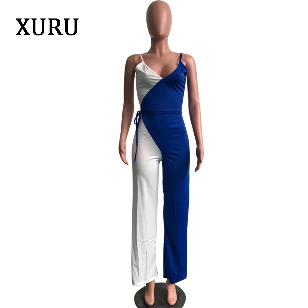 XURU Для женщин без рукавов широкие брюки комбинезоны комбинезон v ...