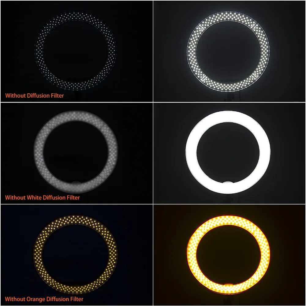  FOSOTO 18 Inch 5500K Photographic Lighting Dimmable Camera Photo Studio Phone Ring Lamp Photography - 32798686131