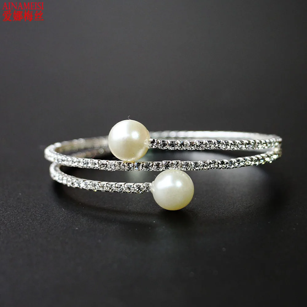 

AINAMEISI Fashion Real Promotion Charm Pearl Bracelets Geometric Copper Girls Women Chain Bracelet For Party Gift