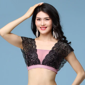 

Beauty Belly Dance Tops For Ladies Black Red Green Purple Good Quality Lace Shirt Professional Women Ballroom Fashion DQ11245