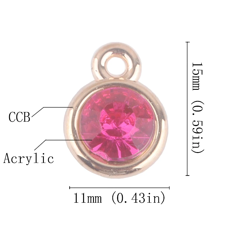 12 шт./лот, смешанные Подвески с камнем рождения, 11 мм, акриловая Золотая подвеска для самостоятельного изготовления, персонализированное ожерелье и браслет, XY160419